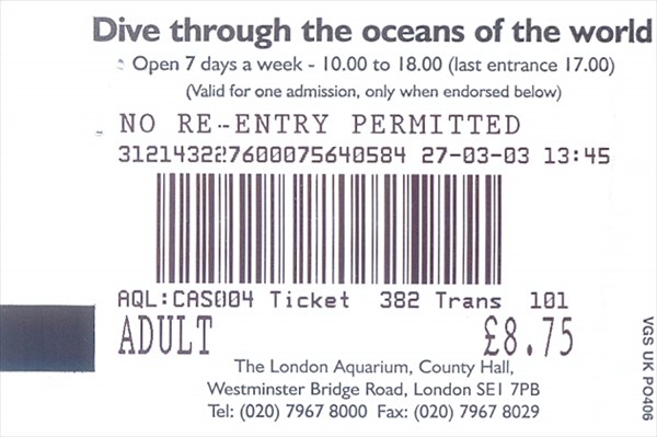 032-Билет в лондонский Аквариум